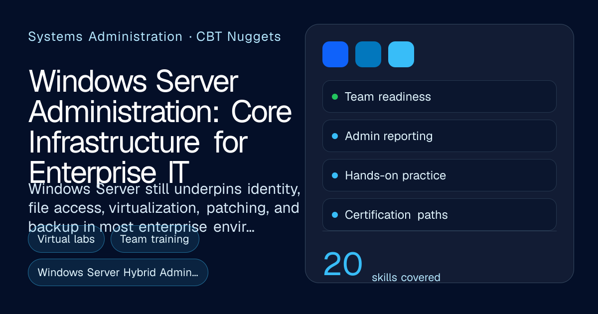 Windows Server Administration for Enterprise IT | CBT Nuggets